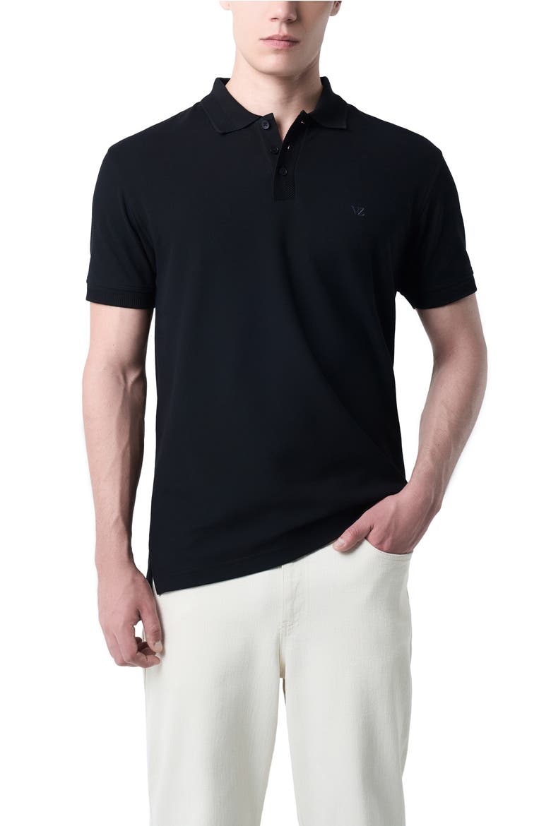 Semifit Polo With Jacquard Detail, Main, color, Black