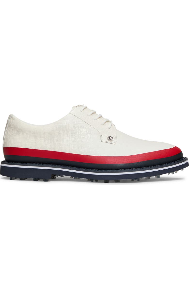 G/FORE Gallivanter Tuxedo Stripe Golf Shoe, Main, color, Snow / Multi