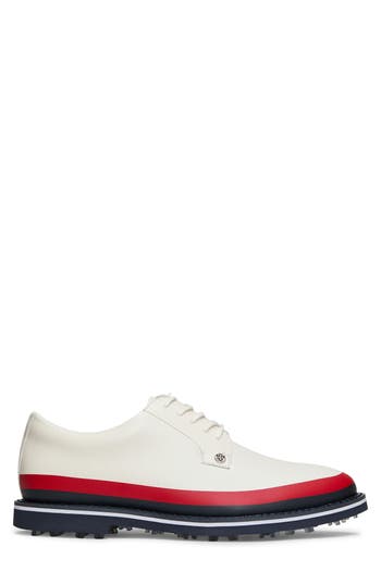 G/fore Gallivanter Tuxedo Stripe Golf Shoe In Snow / Multi