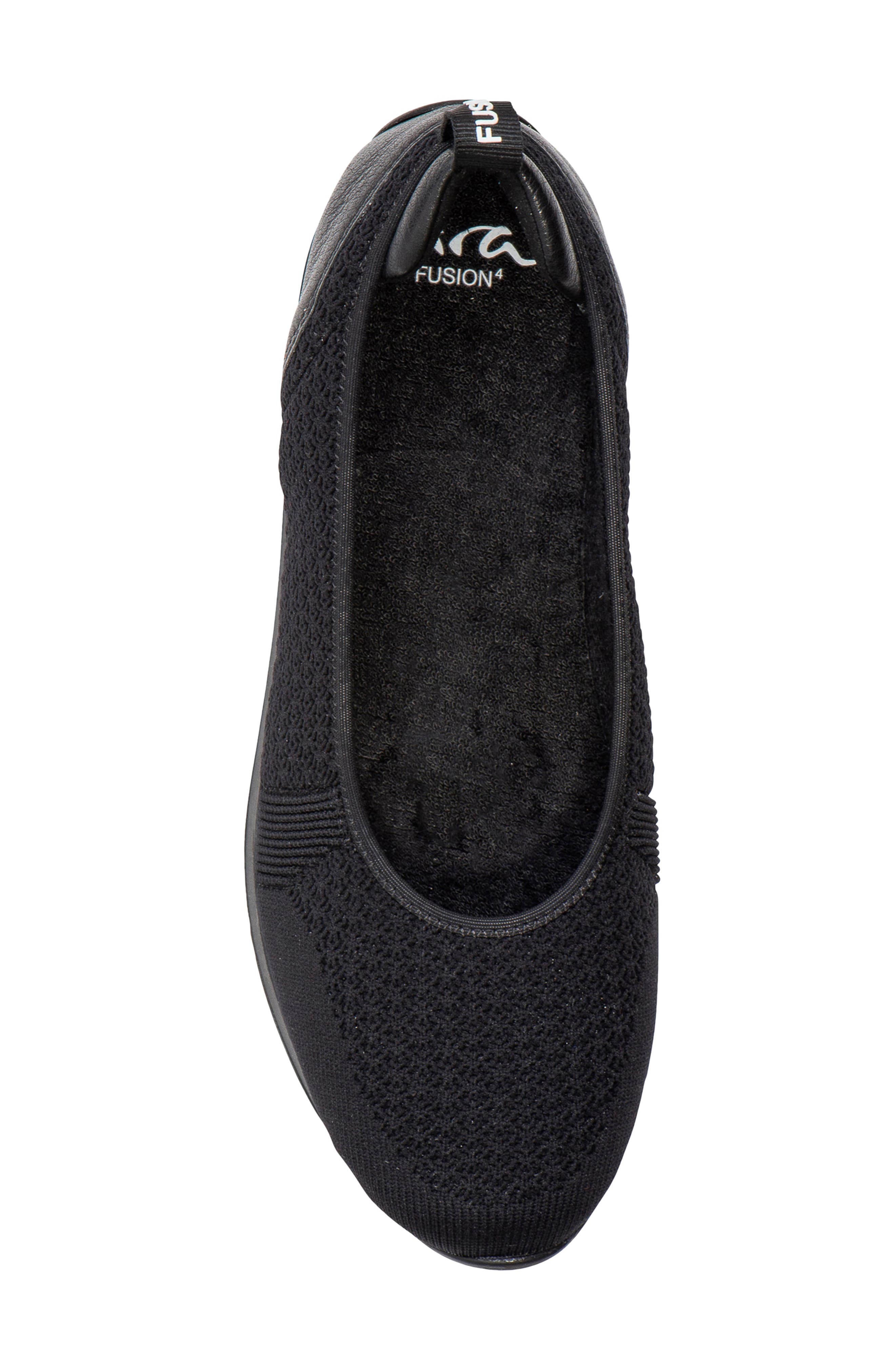 ara Perth Sport Mixed Media Ballet Flat, Alternate, color, Black Woven Stretch