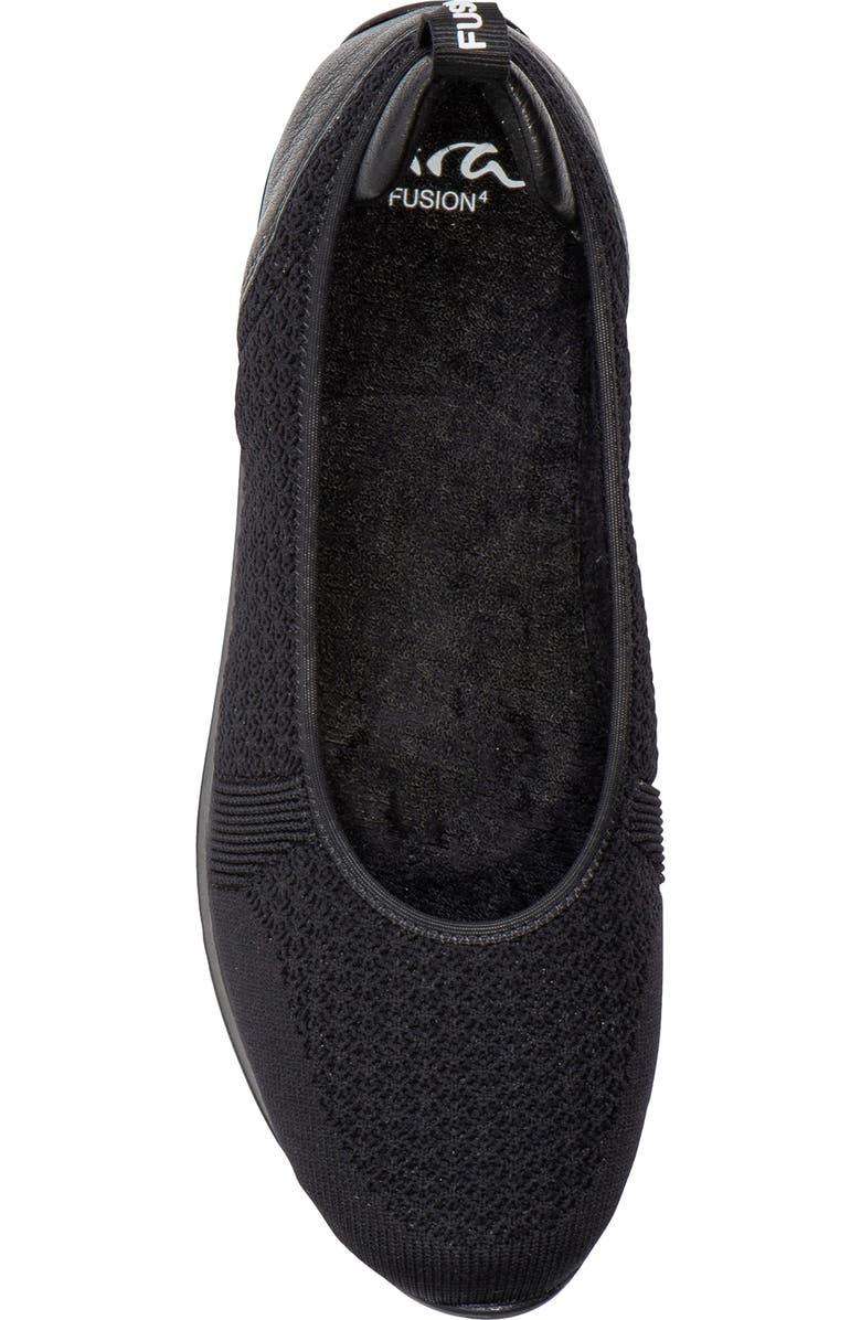 ara Perth Sport Mixed Media Ballet Flat, Alternate, color, Black Woven Stretch