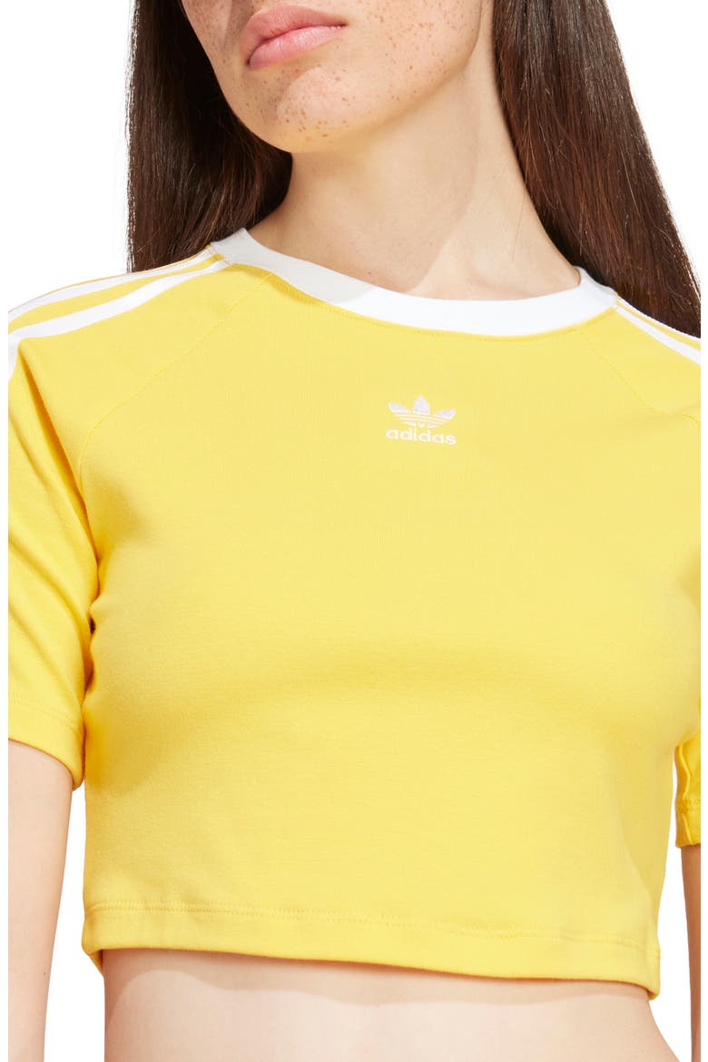 3-Stripes Crop T-Shirt, Alternate, color, BOLD GOLD
