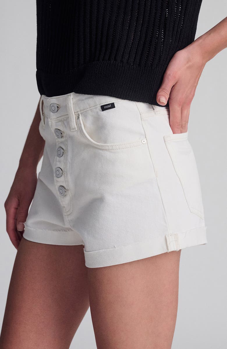 Mavi Jeans Fiora '90s Cuffed Denim Shorts, Alternate, color, Off White