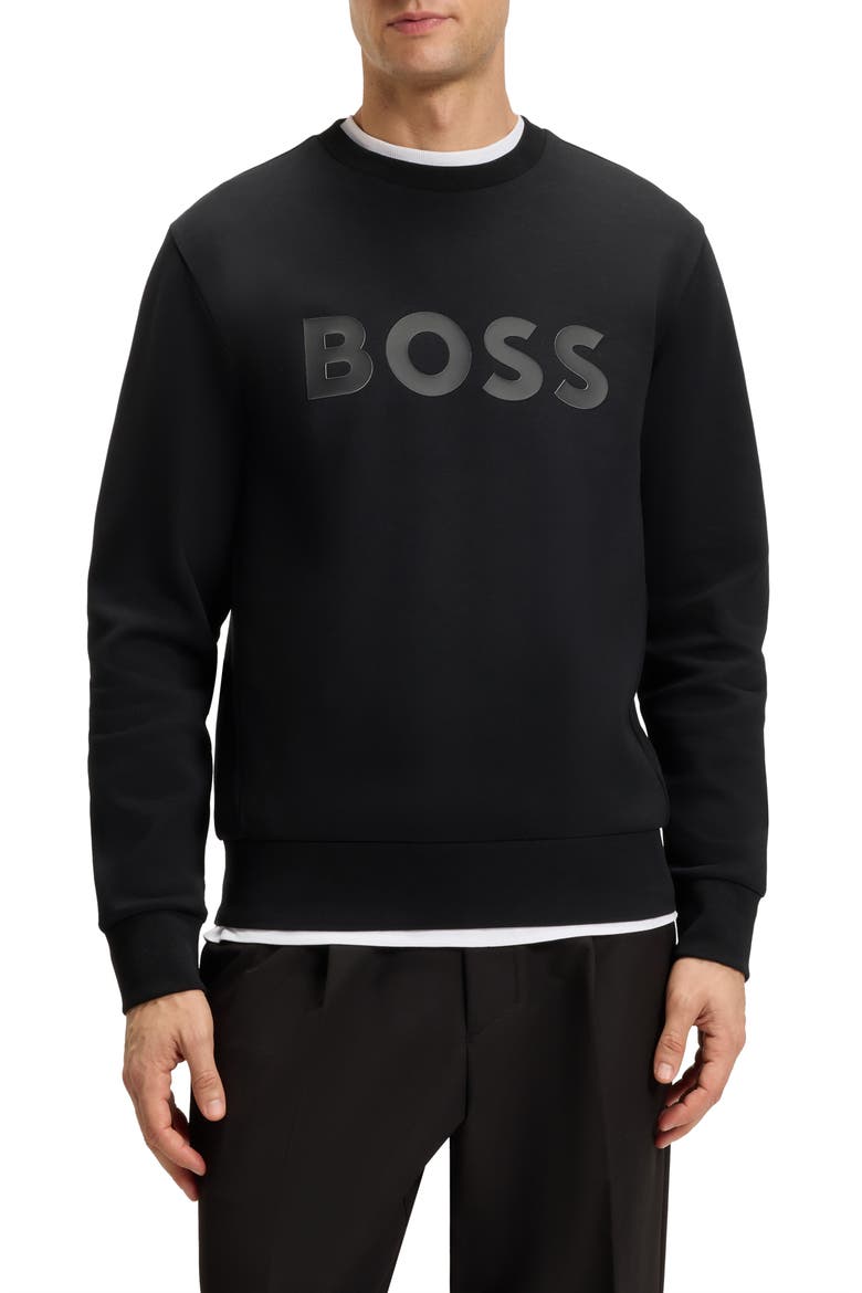 Salbo Tonal Logo Crewneck Sweatshirt, Main, color, BLACK