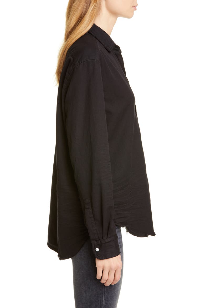 Eileen Relaxed Button-Up Shirt, Alternate, color, WASHED BLACK DENIM