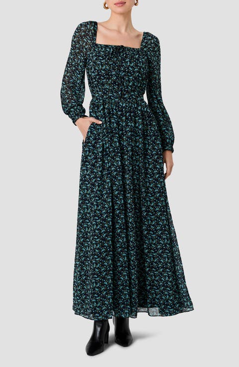 Marina Floral Chiffon Maxi Dress