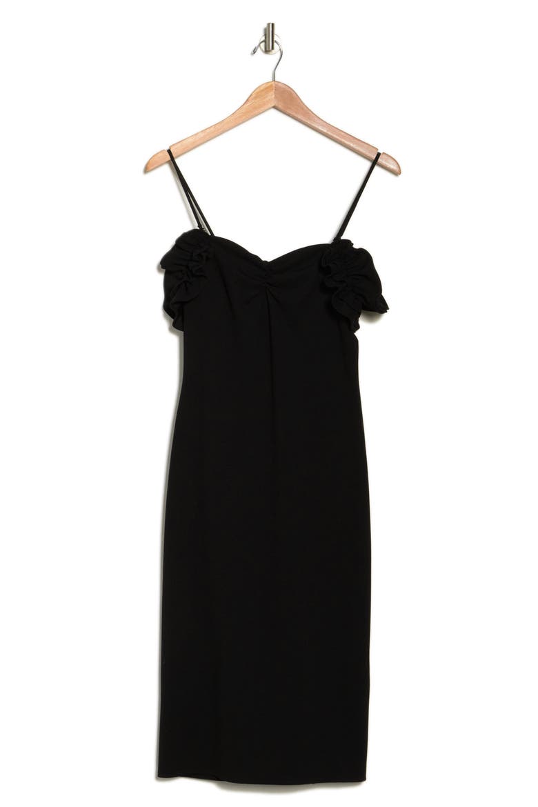 Parcella Cold Shoulder Midi Dress, Alternate, color, BLACK