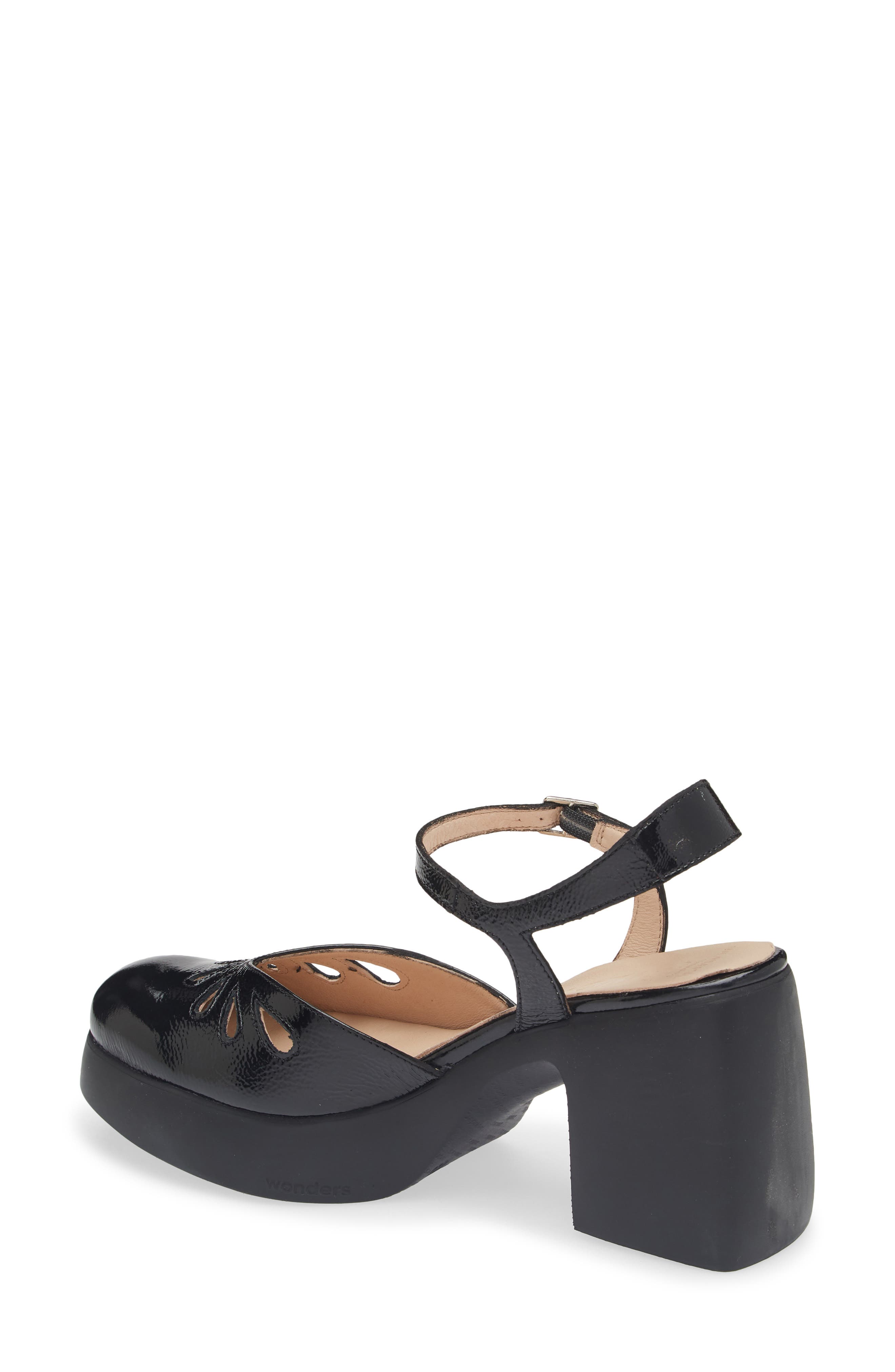 Wonders Ankle Strap Platform Pump, Alternate, color, Lack Black