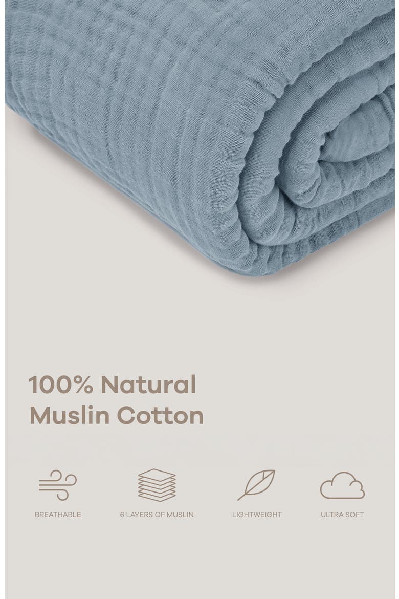 Muslin Large Throw Blanket - 50 x 70 inches, Alternate, color, Pacific Blue