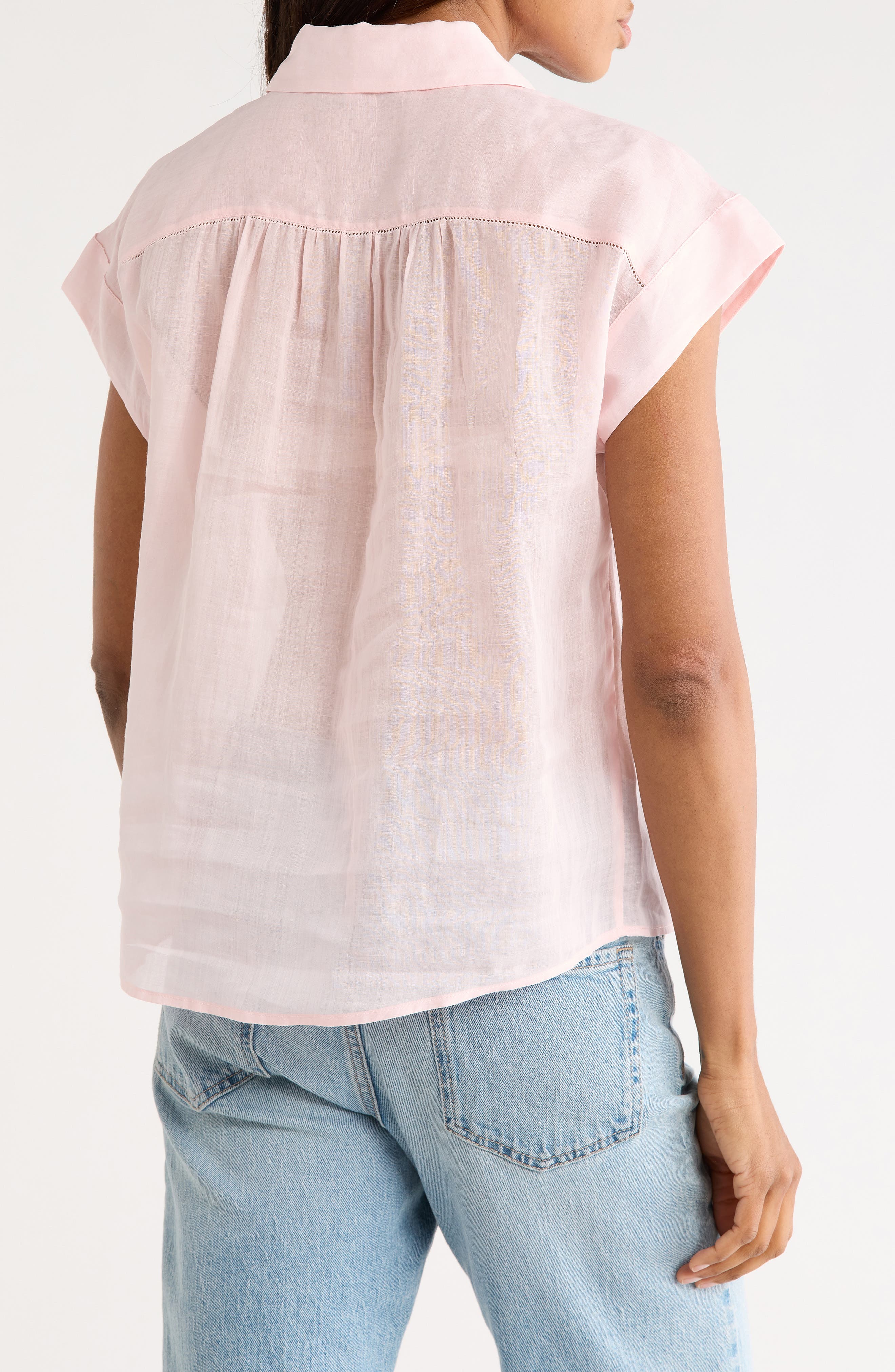Embroidered Cap Sleeve Top - image 2