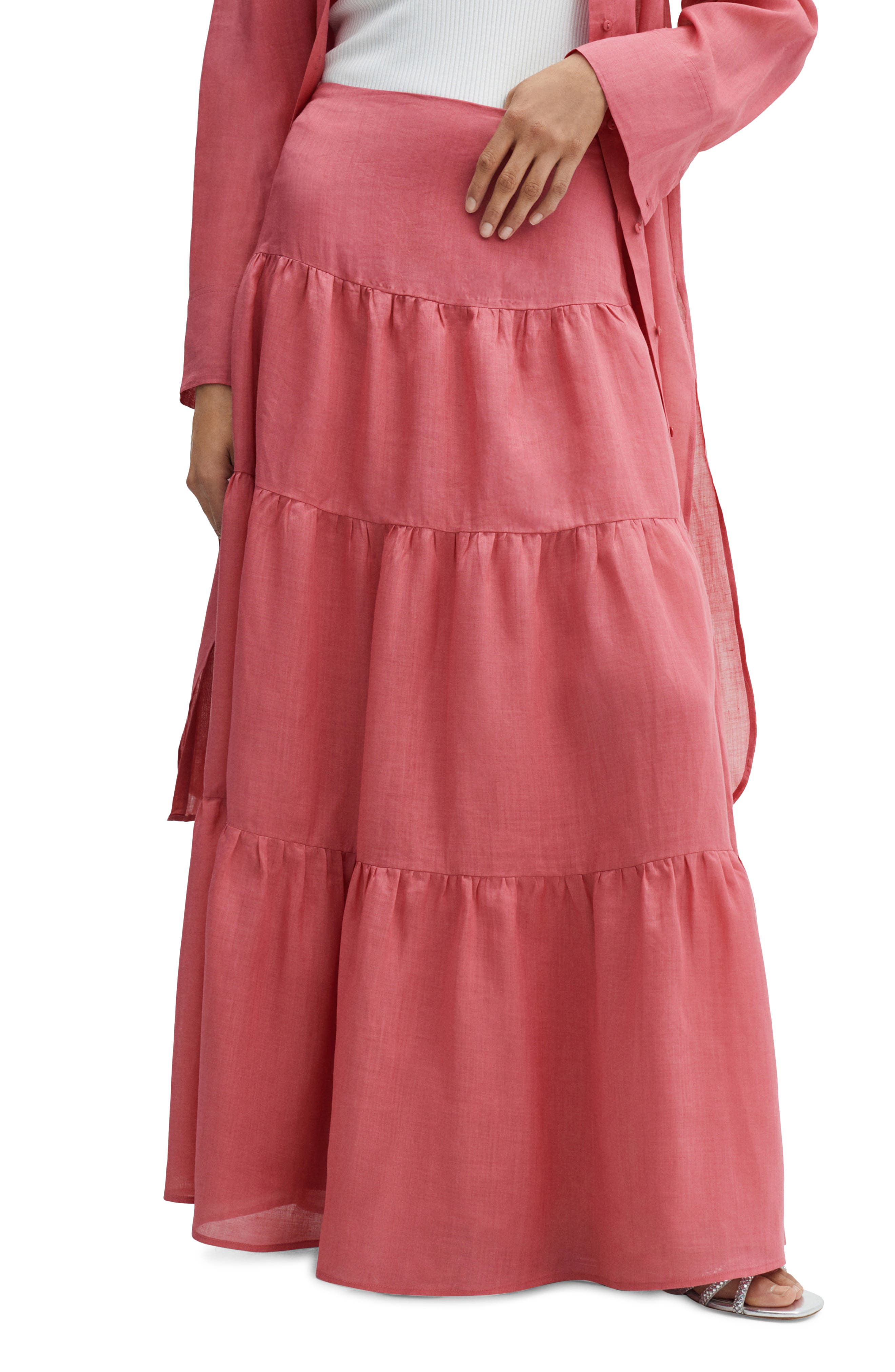 Tiered Ramie Maxi Skirt - image 3