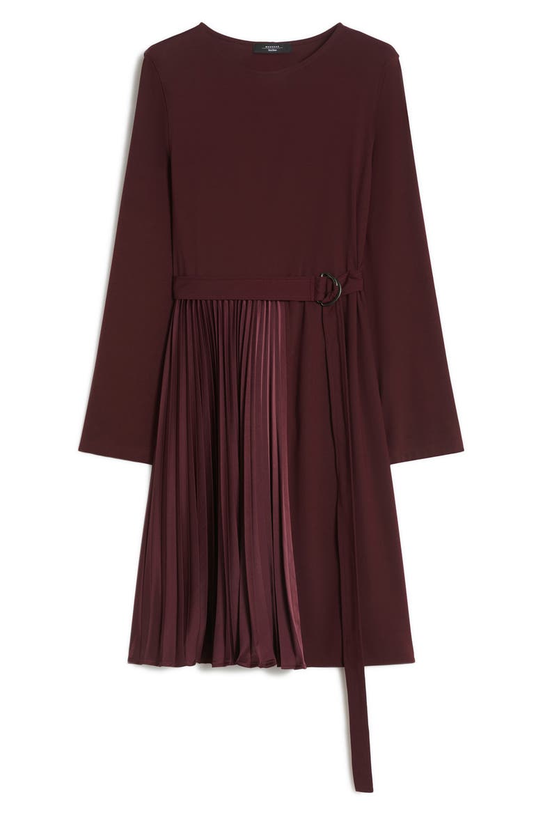 Talamo Long Sleeve Pleat Dress, Alternate, color, BORDEAUX