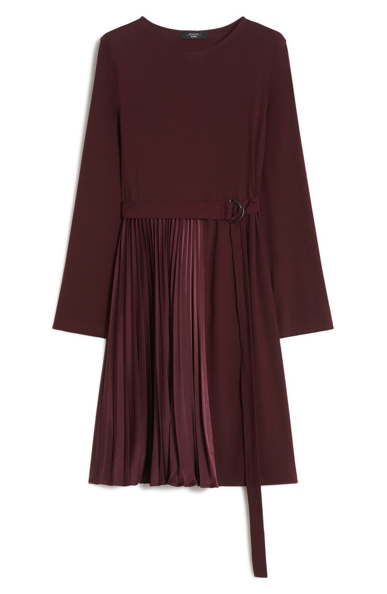 Weekend Max Mara Talamo Long Sleeve Pleat Dress, Alternate, color, Bordeaux