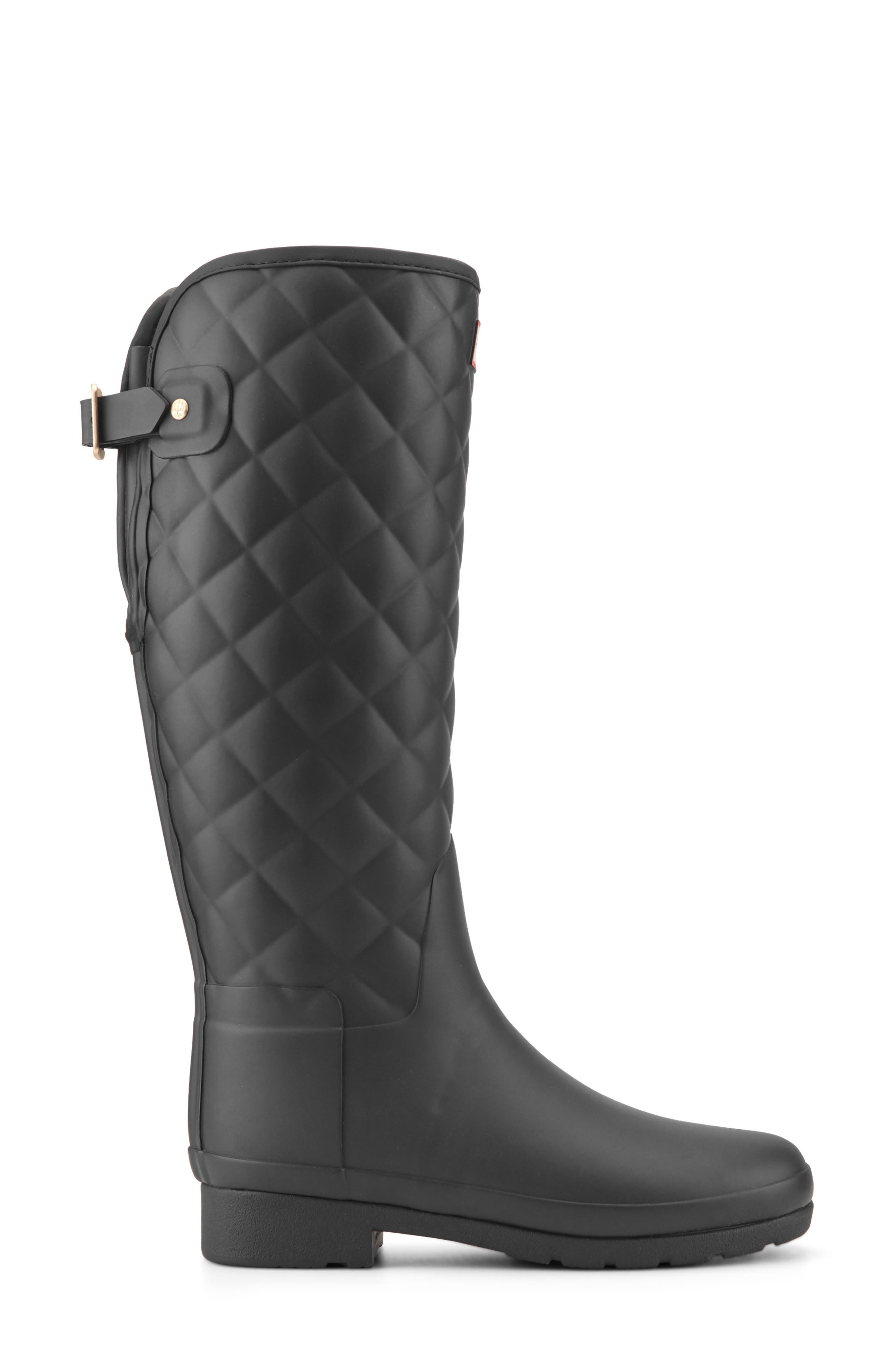 Refined Quilted Rain Boot, Alternate, color, BLACK
