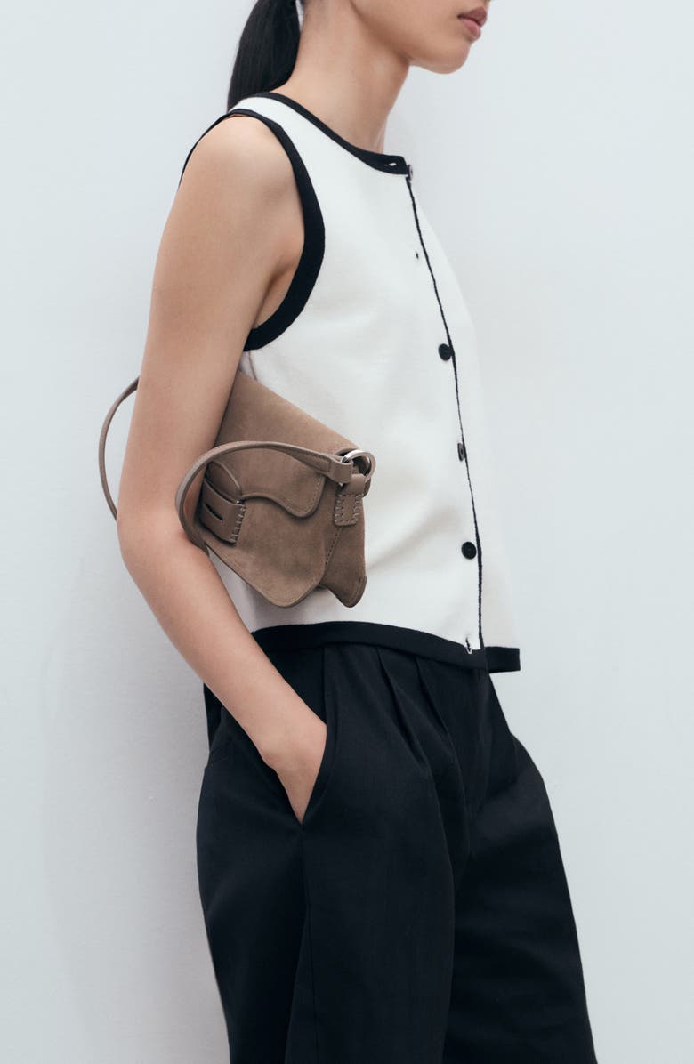 MANGO Tipped Sweater Vest, Alternate, color, Ecru