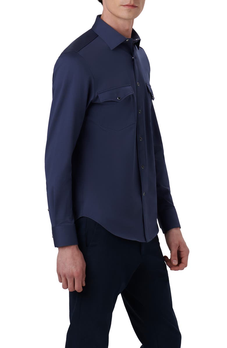 Bugatchi Bill OoohCotton<sup>®</sup> Snap-Up Western Shirt, Alternate, color, Navy