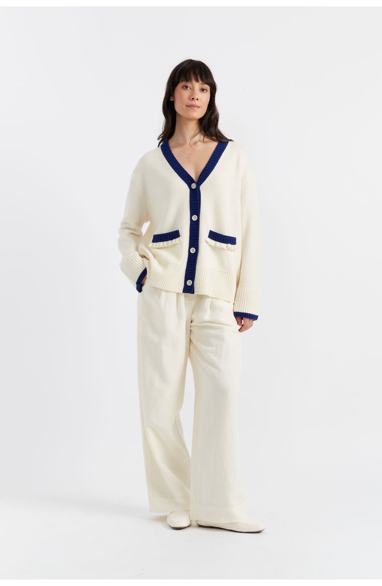 Chinti & Parker Admiral Wool Cashmere Cardigan, Alternate, color, Cream/Admiral Blue