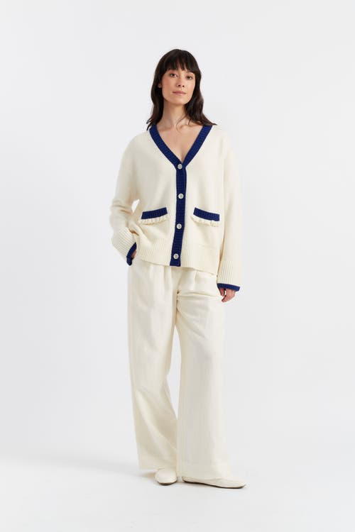 Chinti & Parker Nautical Cardigan In Cream/admiral Blue