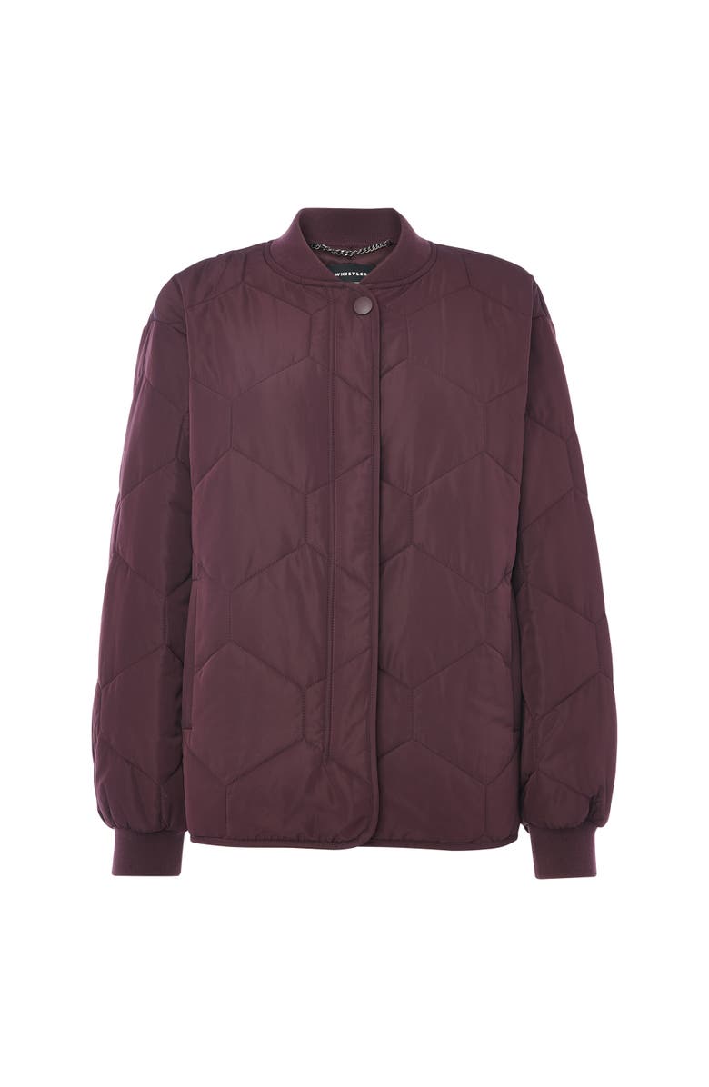 Whistles Ida Quilted Coat, Alternate, color, Burgundy