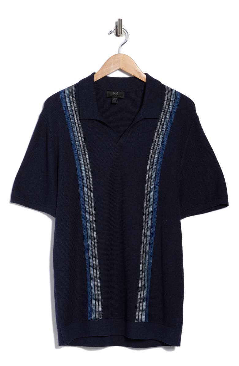 M Magaschoni Johnny Collar Knit Polo, Alternate, color, Navy Melange