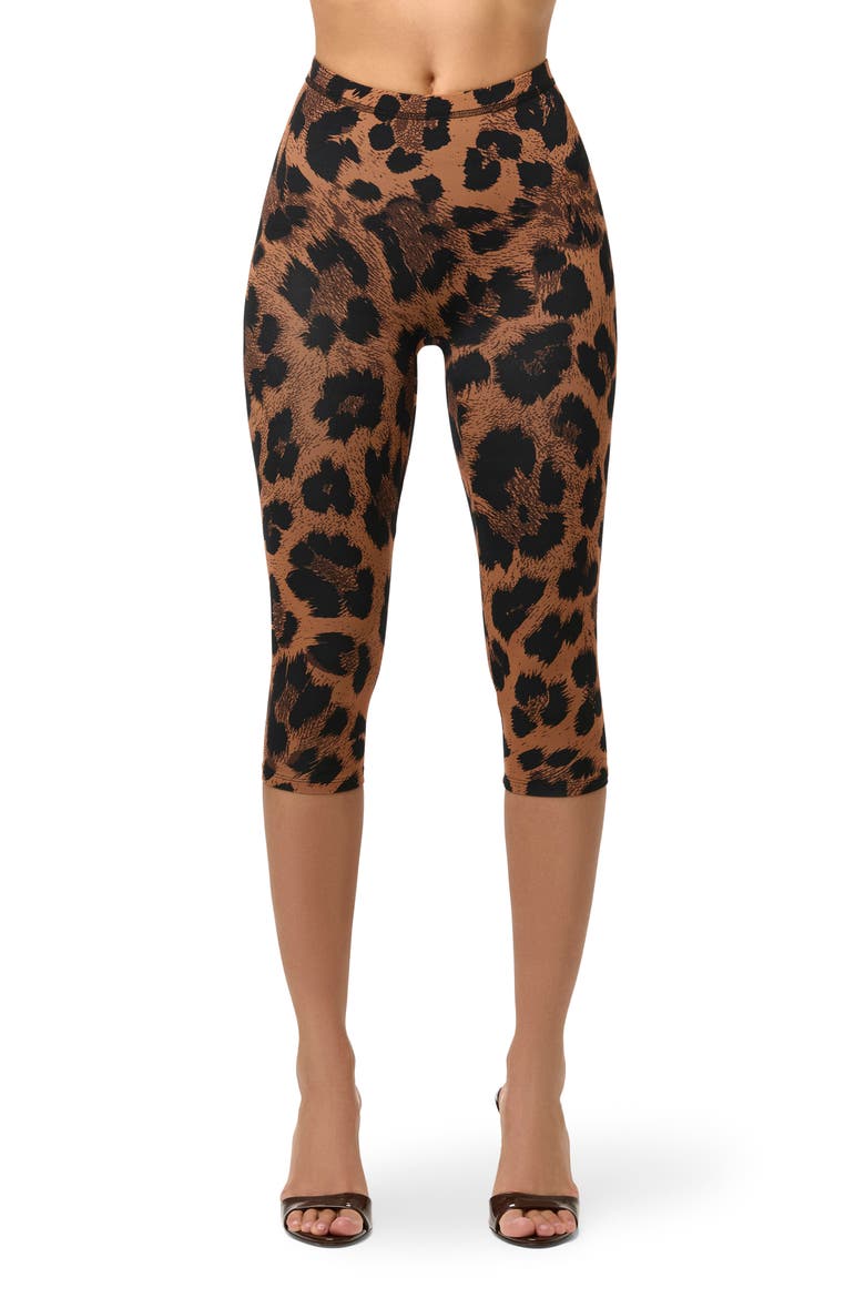 Naked Print High Waist Capri Leggings, Main, color, LEOPARD