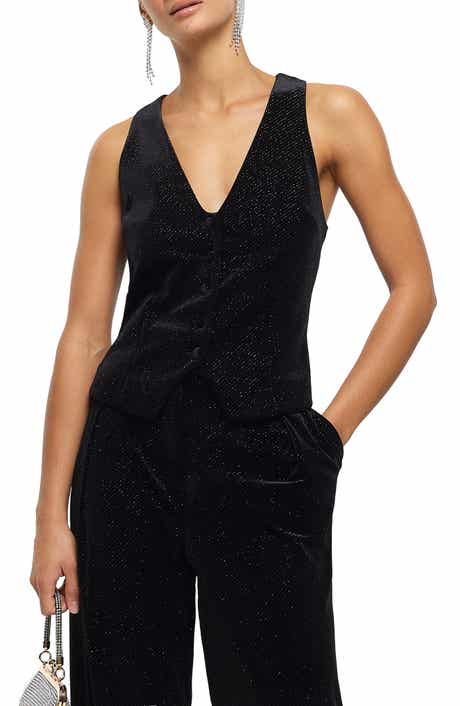 River Island Sparkle Button Front Waistcoat