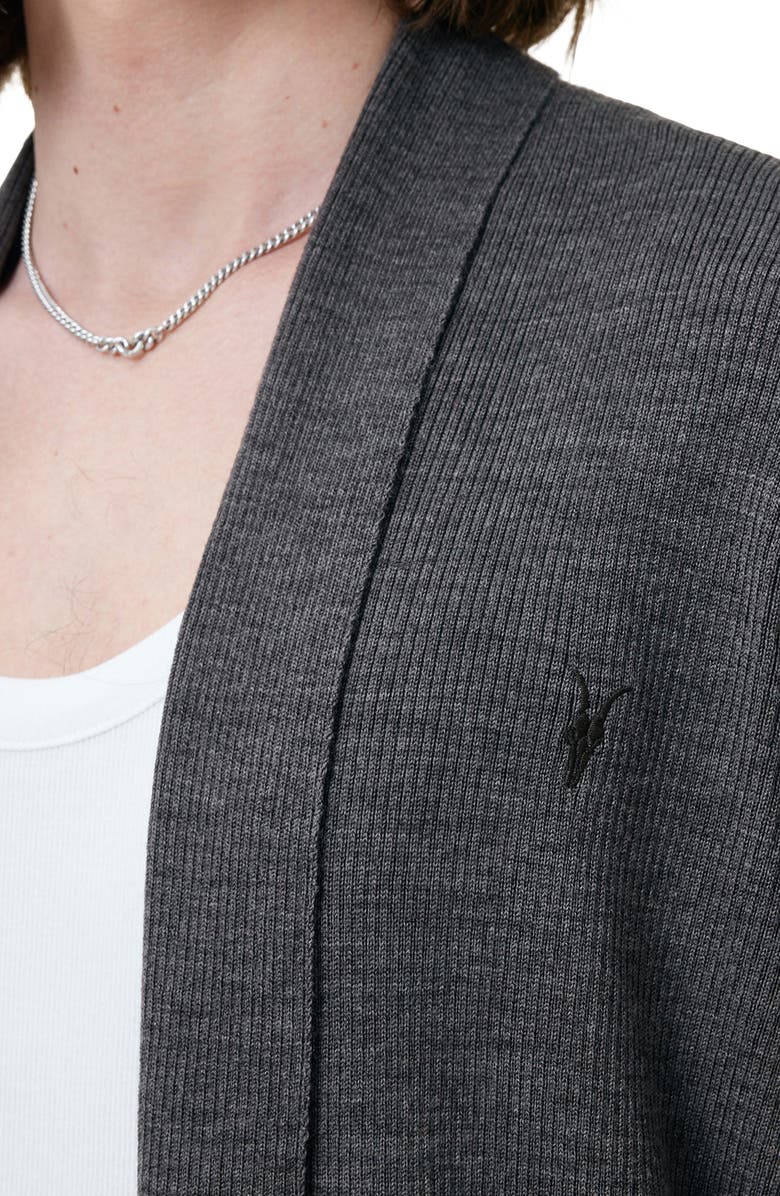 AllSaints Mode Merino Wool Shawl Collar Cardigan, Alternate, color, Monument Grey