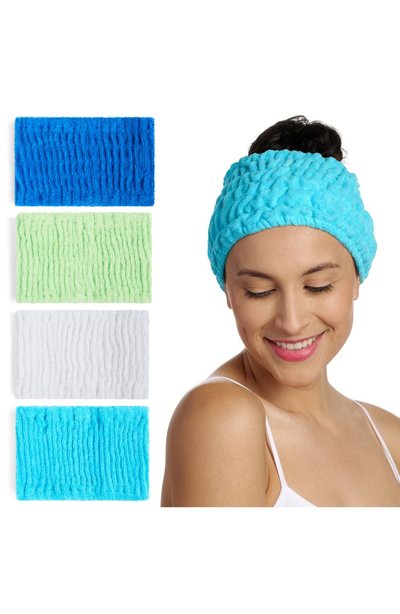TURBIE TWIST 4 Pack Turbie Band, Extra Wide Spa Cotton Headbands, Main, color, 