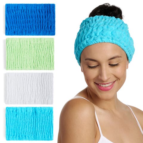 4 Pack Turbie Band, Extra Wide Spa Cotton Headbands