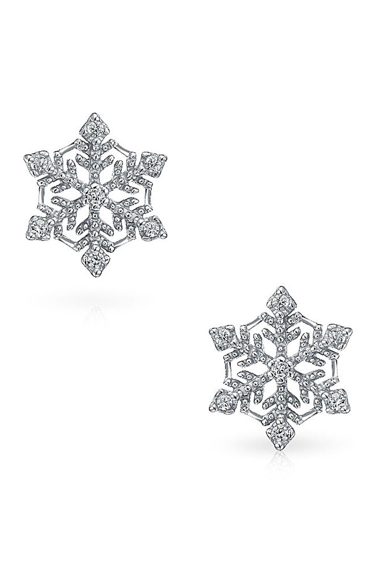 BLING JEWELRY Ice Queen CZ Snowflake Stud Earrings