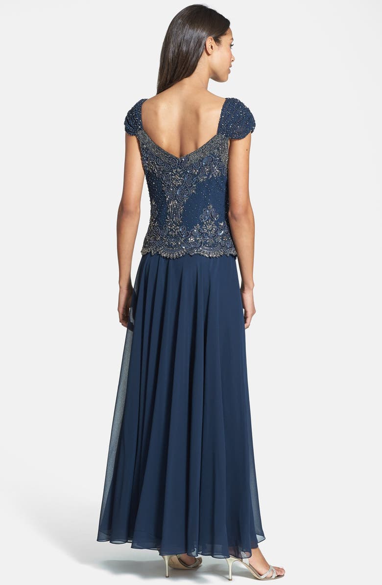 J Kara Embellished Chiffon Fit & Flare Gown, Alternate, color, 