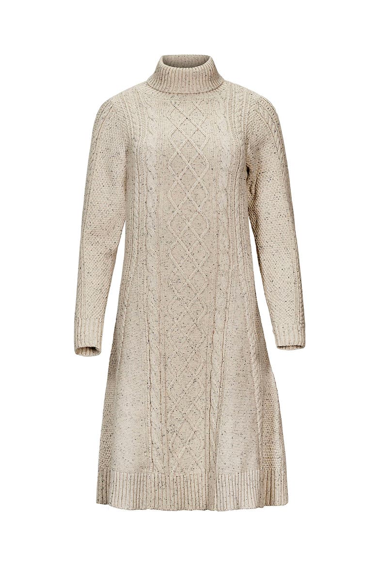 Organic Long Sleeve Turtleneck Cable Sweater Dress, Alternate, color, Natural Fleck