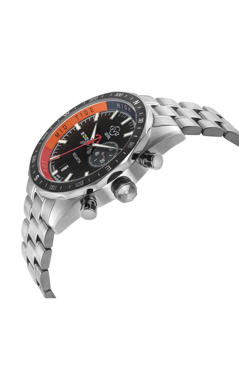 GV2 Regatta Stainless Steel Swiss Quartz Bracelet Watch, 42mm, Alternate, color, Black/ Stainless Steel