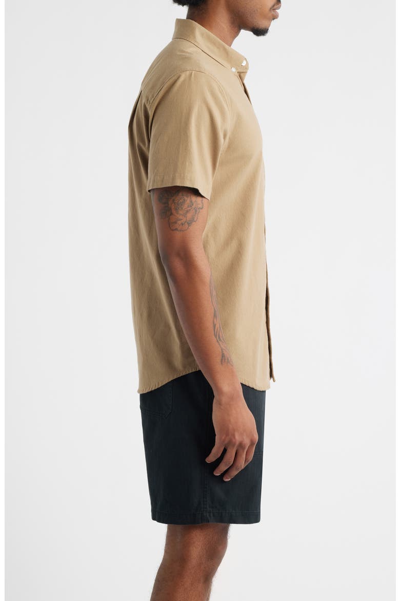 Sanford Short Sleeve Oxford Button-Down Shirt, Alternate, color, KHAKI
