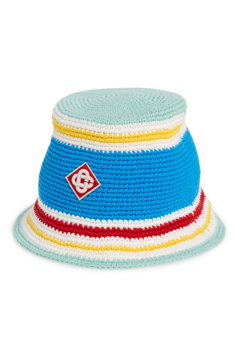 Logo Patch Cotton Crochet Hat, Main, color, BLUE MULTI