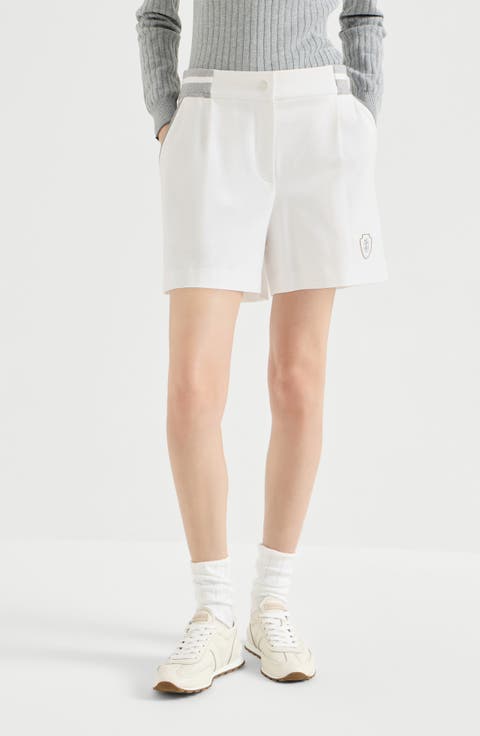 Stretch cotton lightweight French terry active shorts with logo