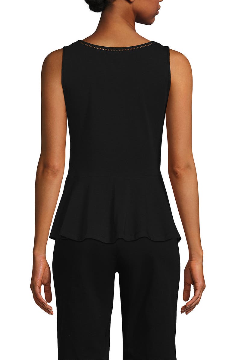 Lands' End Regular Size Sleeveless LWCM Lattice Peplum VNeck Top, Alternate, color, 