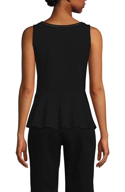 Lands' End Regular Size Sleeveless Lwcm Lattice Peplum Vneck Top In Black
