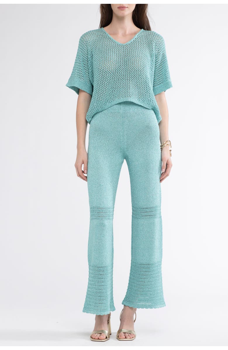 Sunday St. Tropez Leo Crochet Cover-Up Loose Top, Main, color, Turquoise