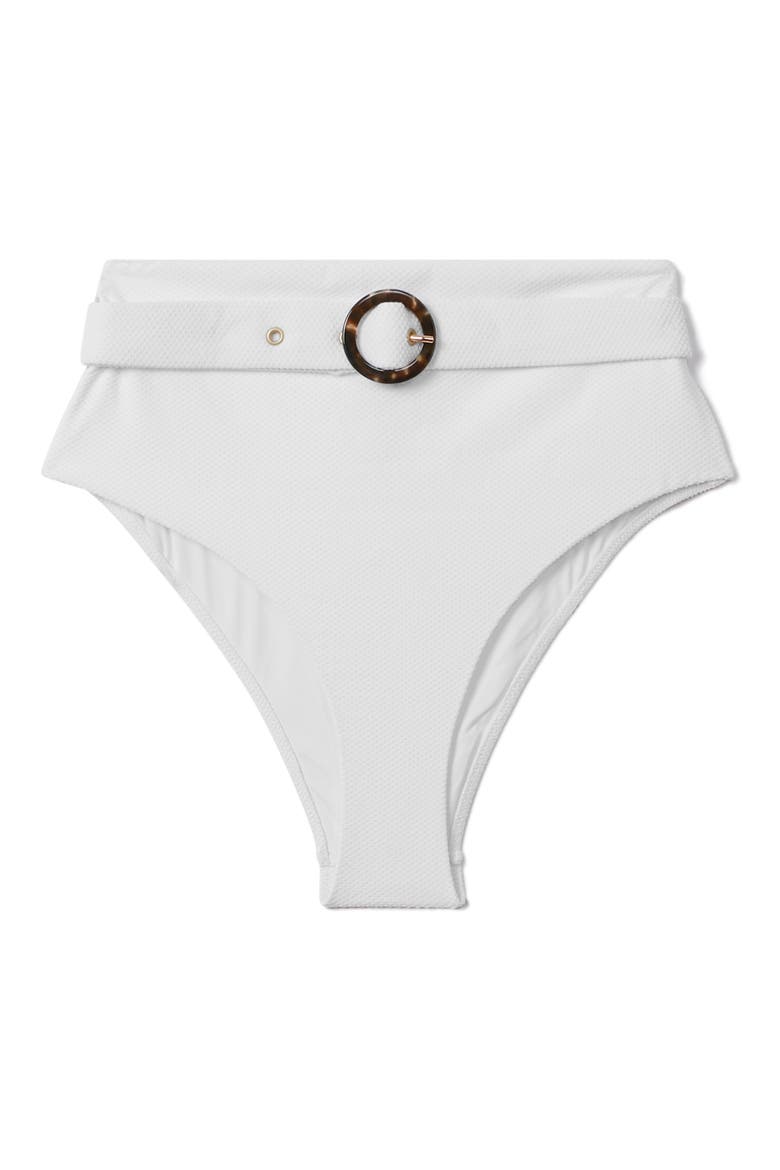 Danielle Belted High Waist Bikini Bottoms, Main, color, WHITE