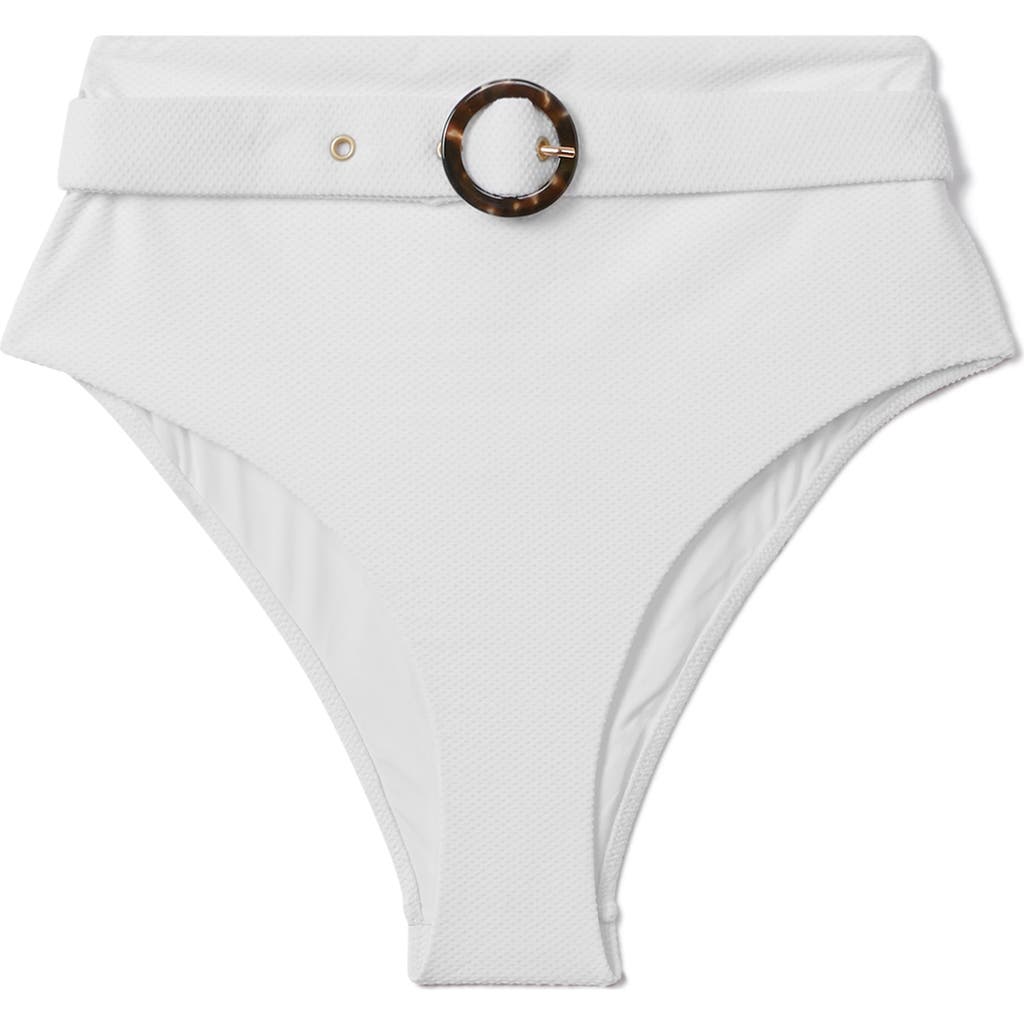 Reiss Danielle Belted High Waist Bikini Bottoms In White