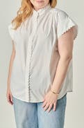 English Factory Ric Rac Scalloped Short Sleeve Cotton Blouse