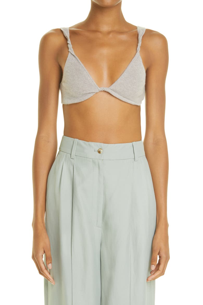 Loulou Studio Twist Cashmere Bra, Main, color, ASHES
