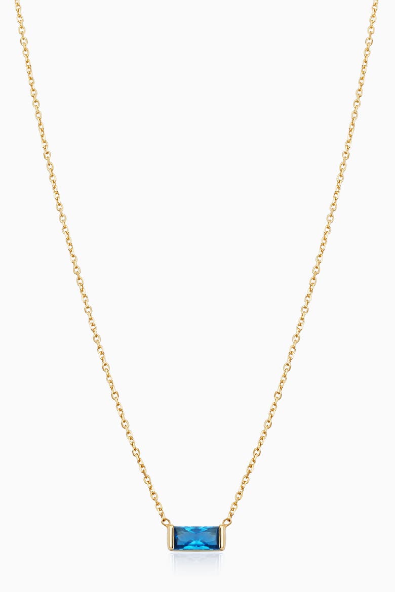 14K Gold Fresco Baguette Pendant Necklace, Main, color, Gold/Blue