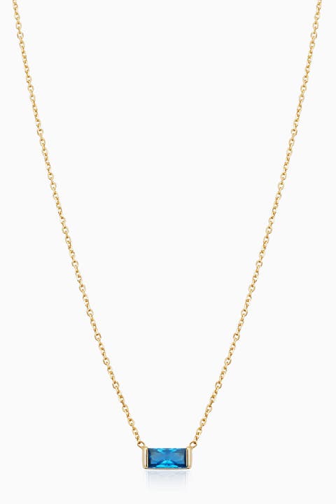 14K Gold Fresco Baguette Pendant Necklace