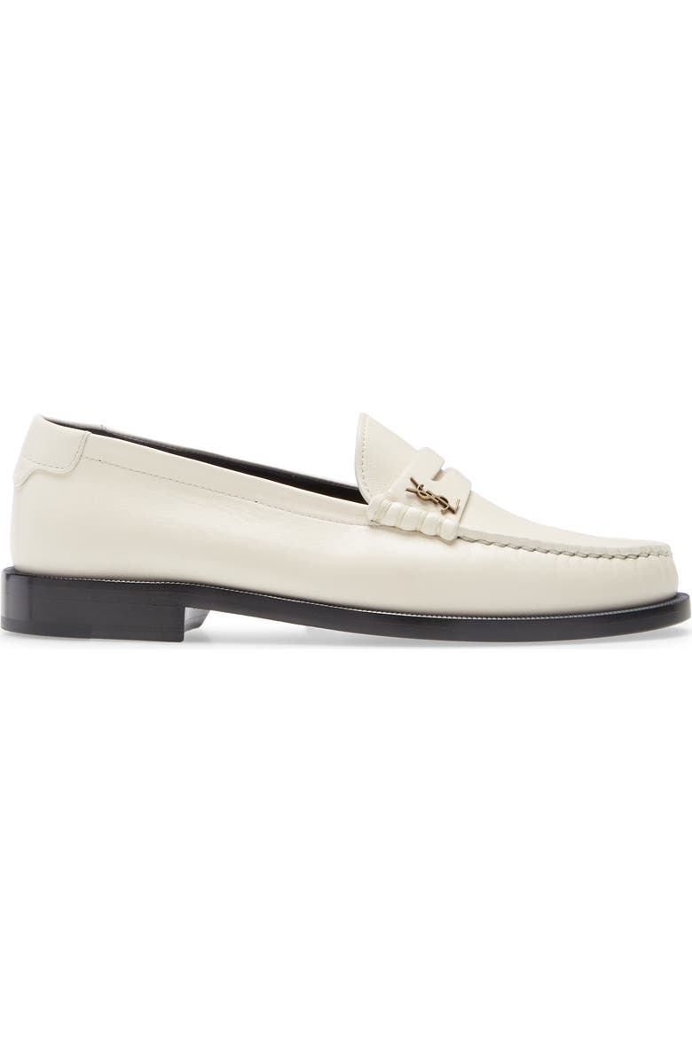 Saint Laurent Le Loafer Monogram Penny Loafer, Alternate, color, Pearl