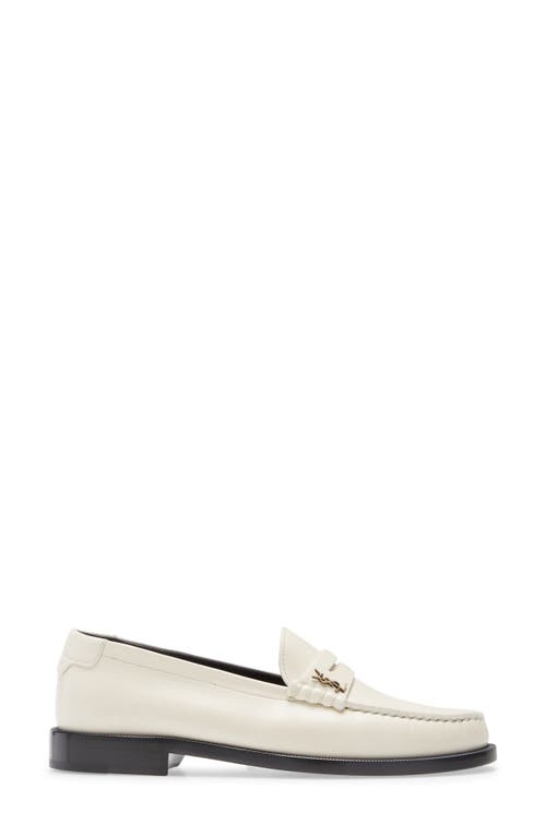 Saint Laurent Le Loafer Monogram Penny Loafer In White