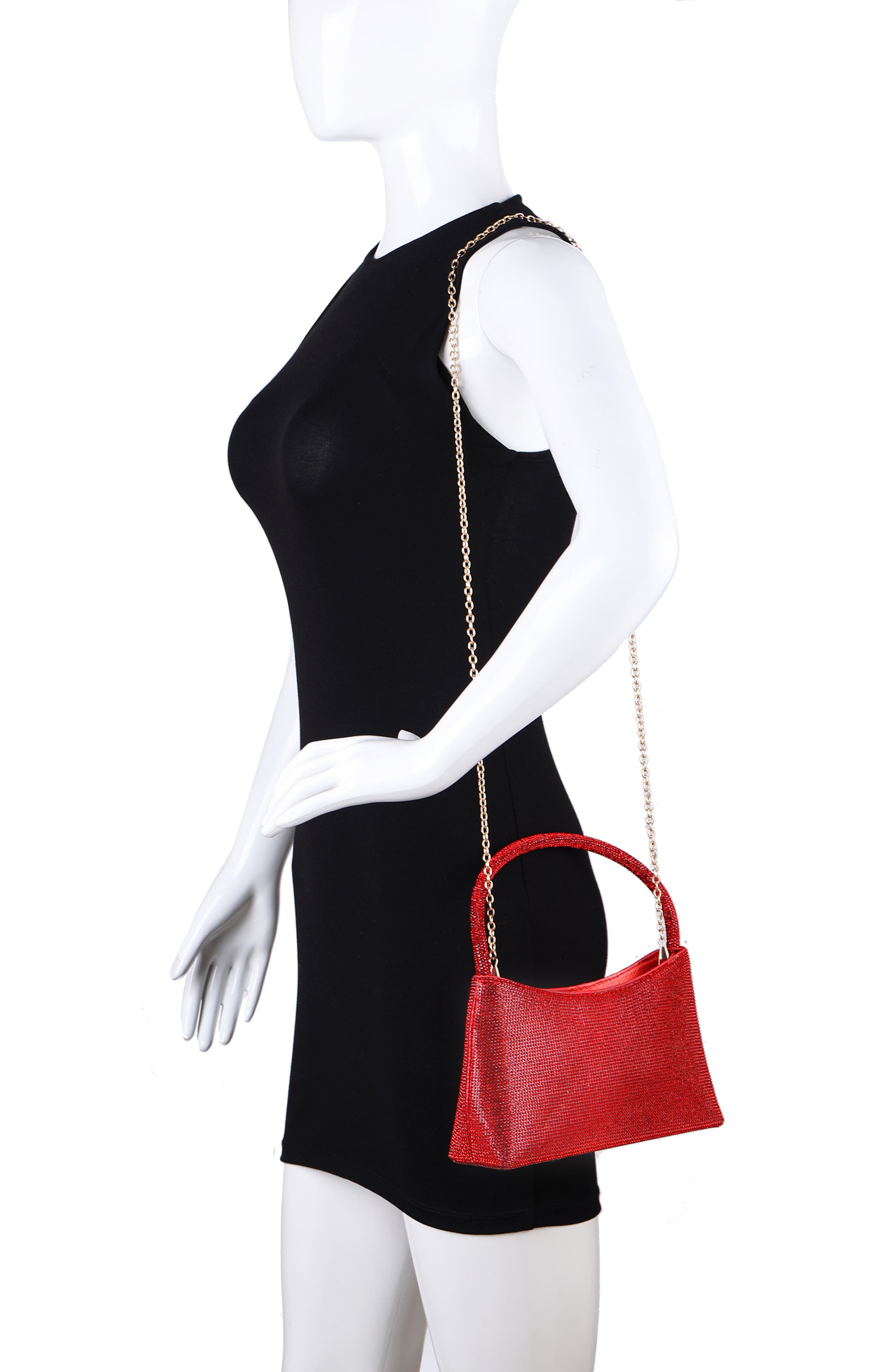 Dressy Rhinestone Top Handle Bag, Alternate, color, RED