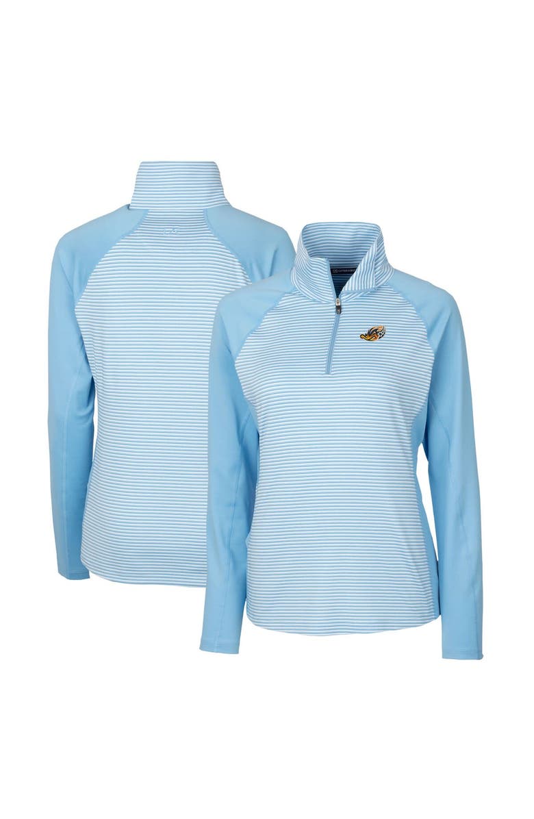 Cutter & Buck Women's Cutter & Buck  Powder Blue Akron RubberDucks Forge DryTec Tonal Stripe Stretch Half-Zip Top, Main, color, 