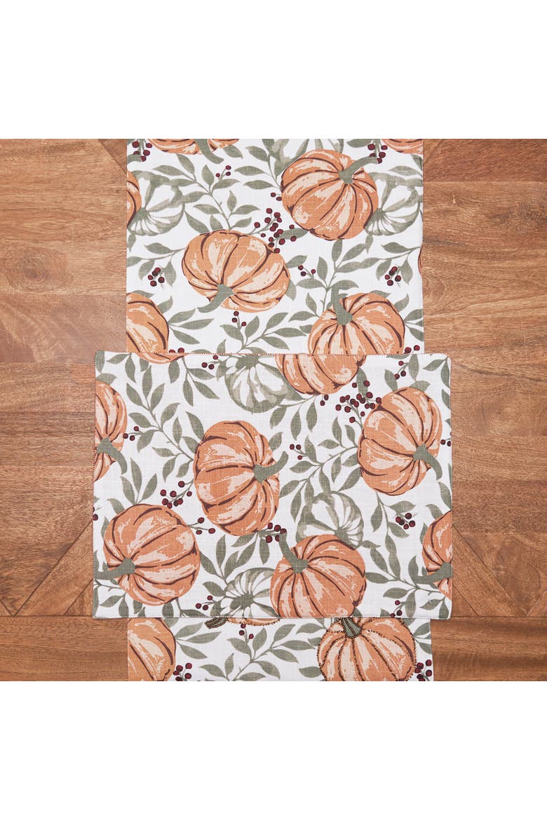 Pumpkin and Berry Harvest Fall Set of 6 Placemats 14" x 20", Alternate, color, Orange